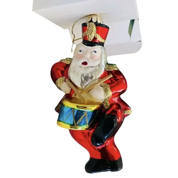 Vtg Santa Claus Drummer Band European Style Hand Blown Glass Christmas Ornament - Picture 8 of 16